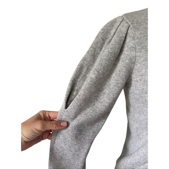 Charter Club Cashmere Full Zip Cardigan size S Zip Up Puff Sleeve Gray - Picture 9 of 10